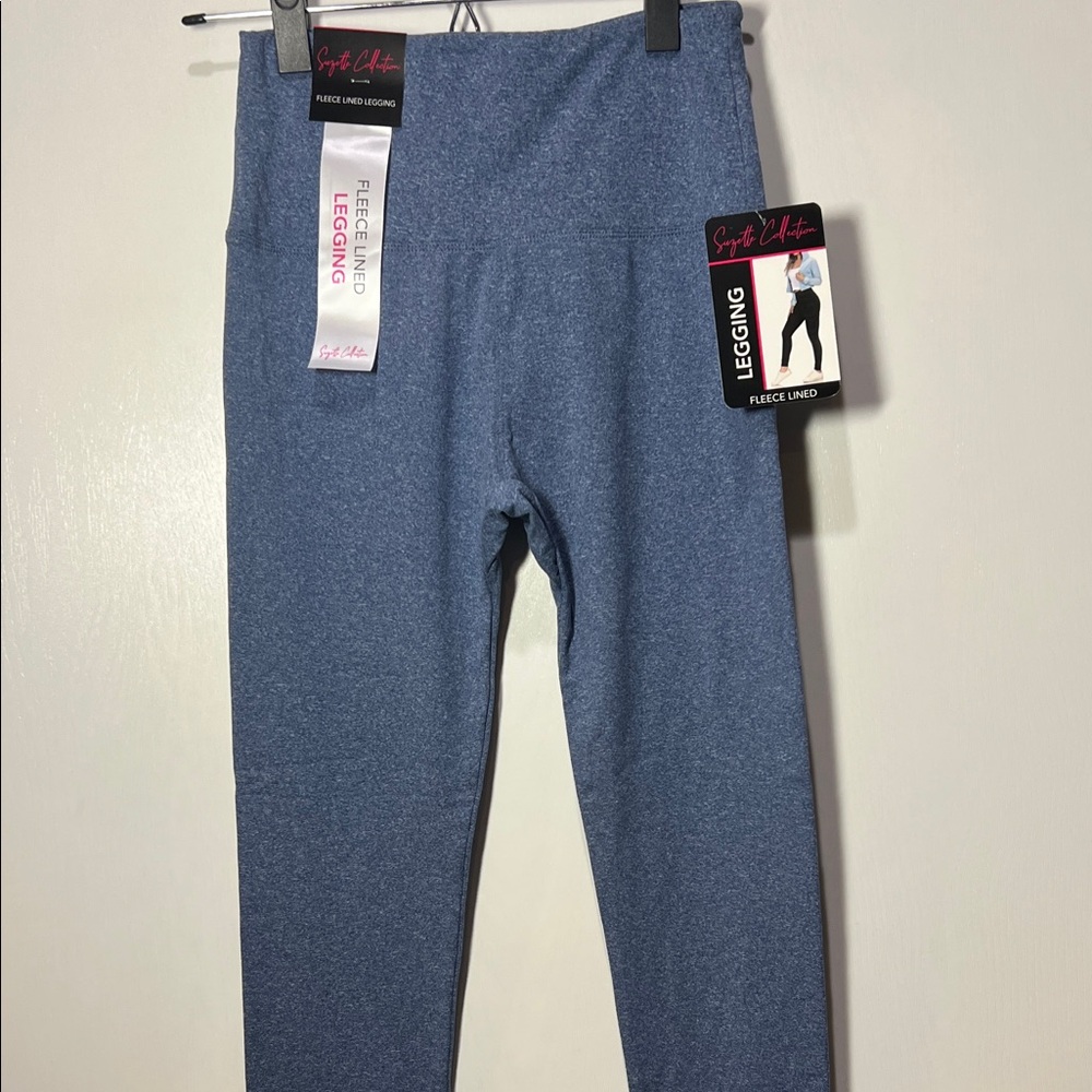 Suzette Collection Heather Blue Fleeced Lined Leggings OS